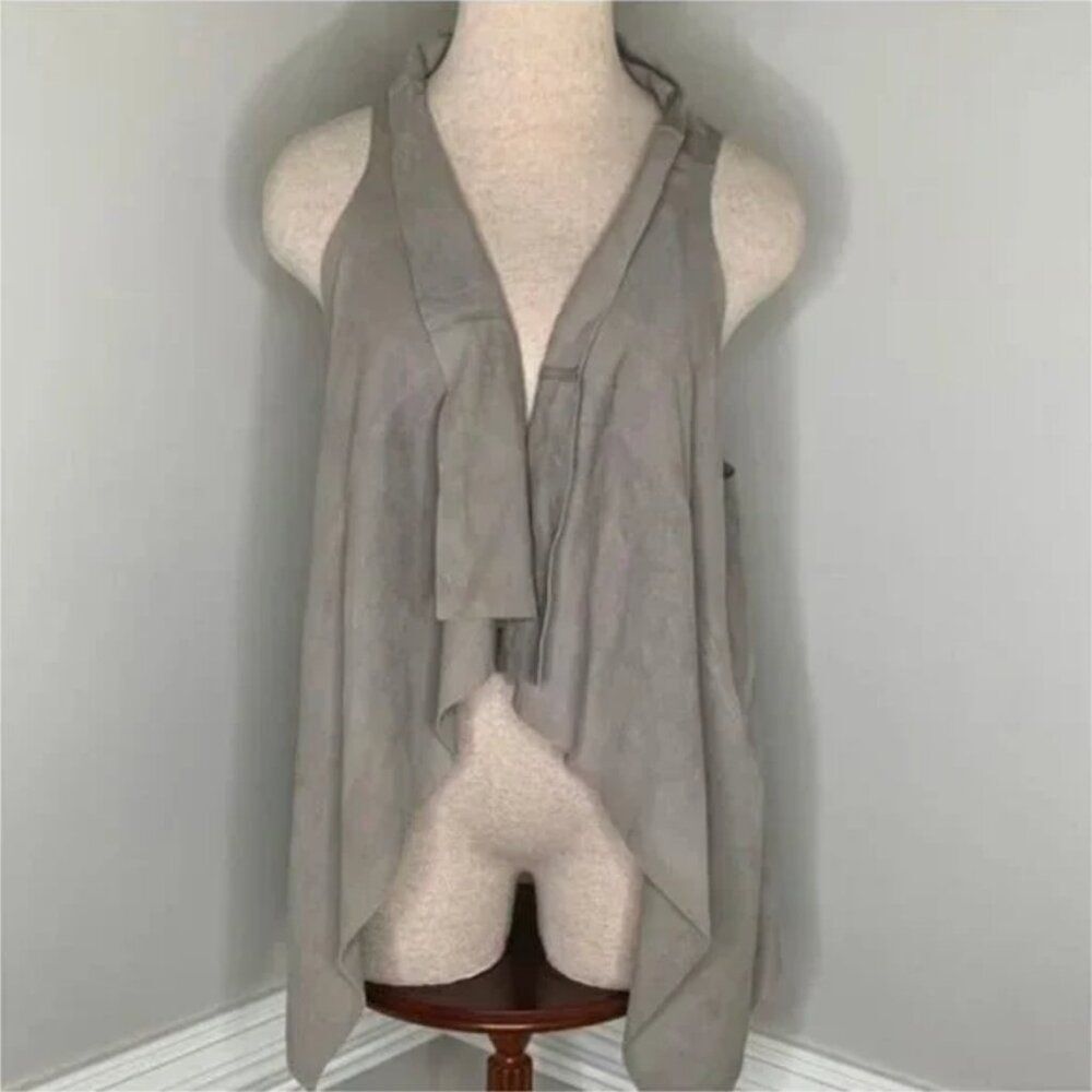 Isabella Bird Women's Leather Suede Drape Front Open Waterfall Vest Size Small